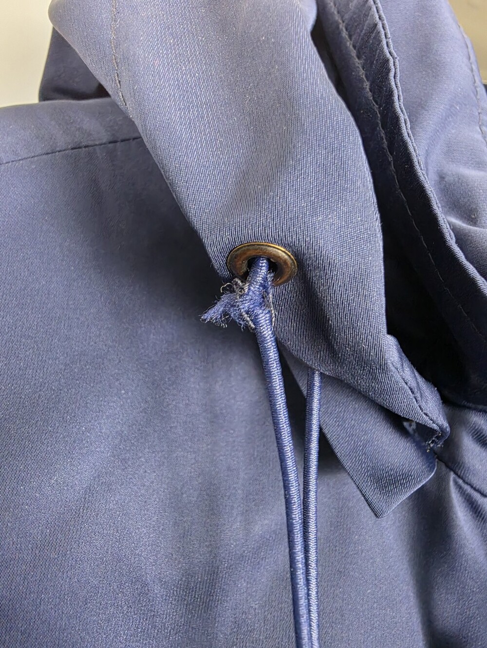 Akris punto Navy Blue Hooded Utility Rain Coat Jacket Size 12 - Picture 13 of 14